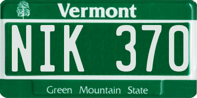 VT license plate NIK370