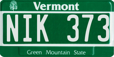 VT license plate NIK373