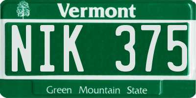 VT license plate NIK375