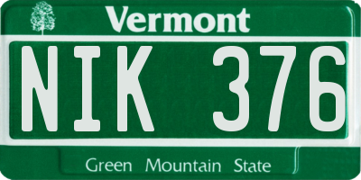 VT license plate NIK376