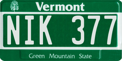 VT license plate NIK377