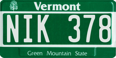 VT license plate NIK378