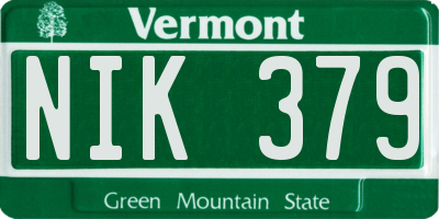 VT license plate NIK379