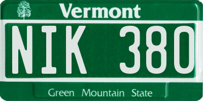 VT license plate NIK380