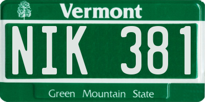 VT license plate NIK381