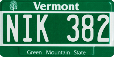 VT license plate NIK382
