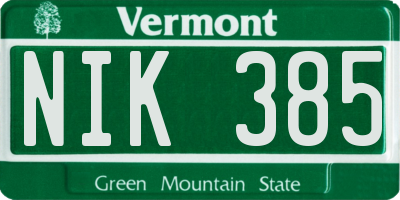 VT license plate NIK385