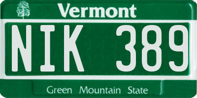 VT license plate NIK389