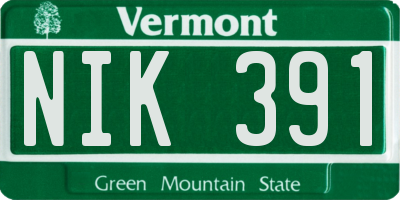 VT license plate NIK391
