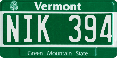 VT license plate NIK394