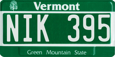 VT license plate NIK395
