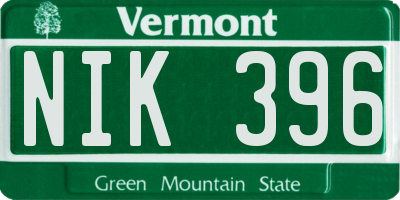 VT license plate NIK396