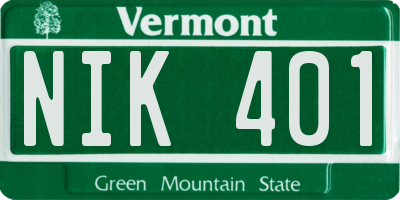 VT license plate NIK401