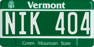 VT license plate NIK404