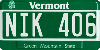VT license plate NIK406