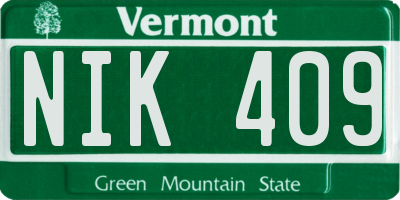 VT license plate NIK409