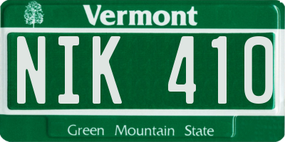 VT license plate NIK410