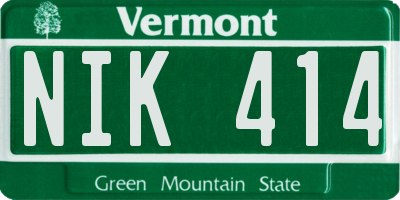 VT license plate NIK414