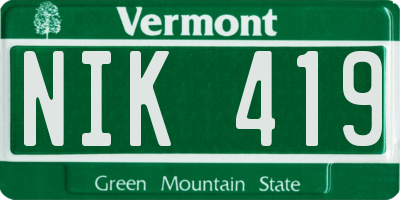 VT license plate NIK419