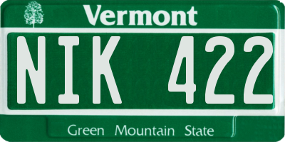 VT license plate NIK422