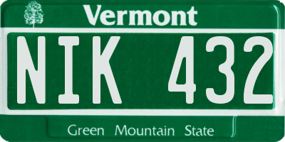 VT license plate NIK432