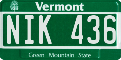 VT license plate NIK436
