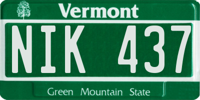VT license plate NIK437