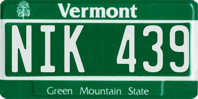 VT license plate NIK439