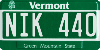 VT license plate NIK440