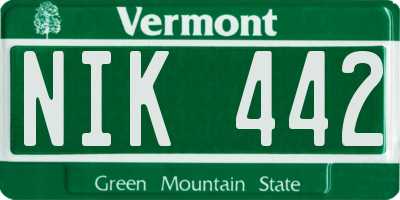 VT license plate NIK442