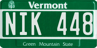 VT license plate NIK448