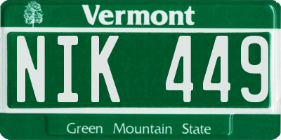VT license plate NIK449