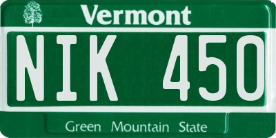 VT license plate NIK450