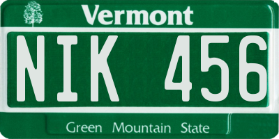 VT license plate NIK456