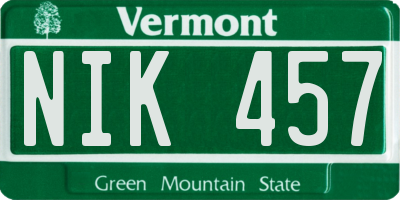 VT license plate NIK457
