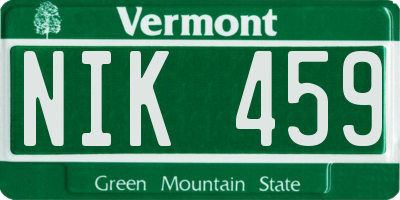 VT license plate NIK459