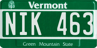 VT license plate NIK463