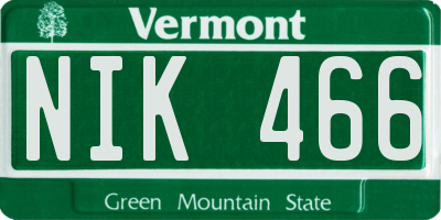 VT license plate NIK466