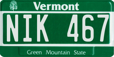 VT license plate NIK467