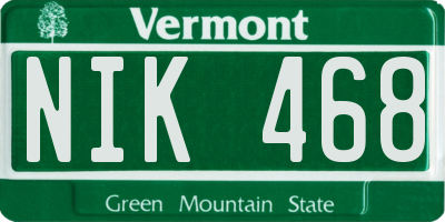 VT license plate NIK468