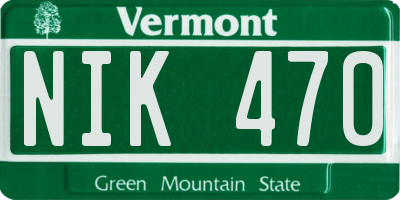 VT license plate NIK470