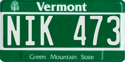 VT license plate NIK473