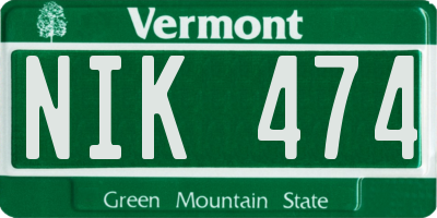 VT license plate NIK474