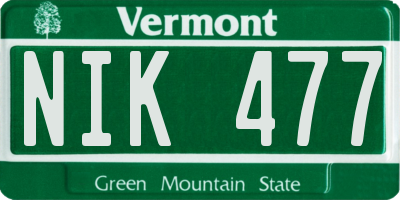 VT license plate NIK477