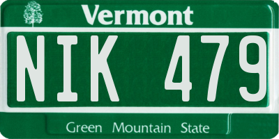 VT license plate NIK479