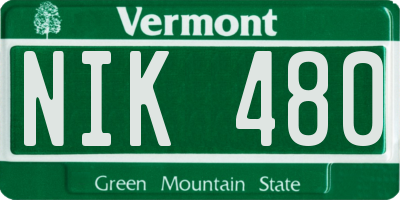 VT license plate NIK480