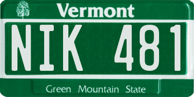 VT license plate NIK481