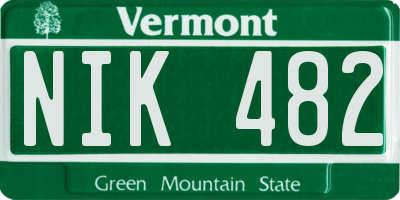 VT license plate NIK482