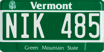 VT license plate NIK485