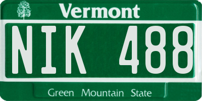 VT license plate NIK488